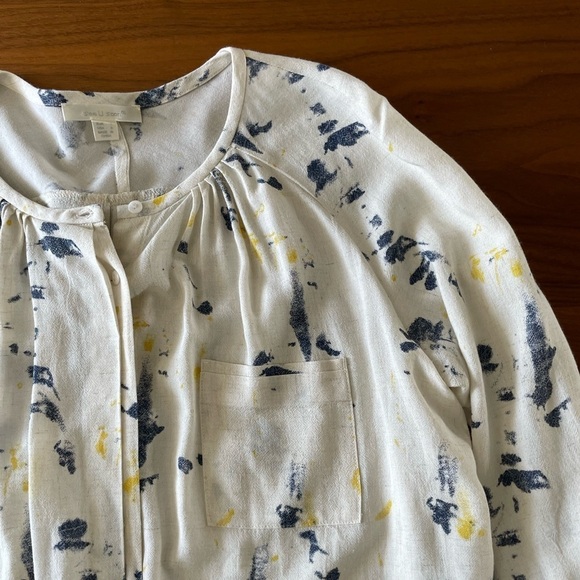 See U Soon Cream Blue Yellow Print Button Up Top - Picture 6 of 9